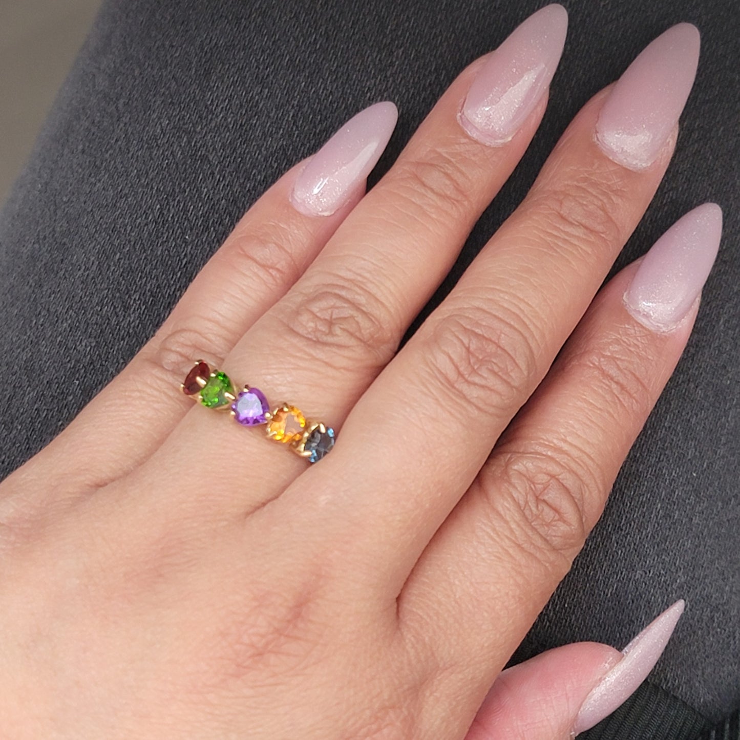 Heart Gem Half Eternity Ring